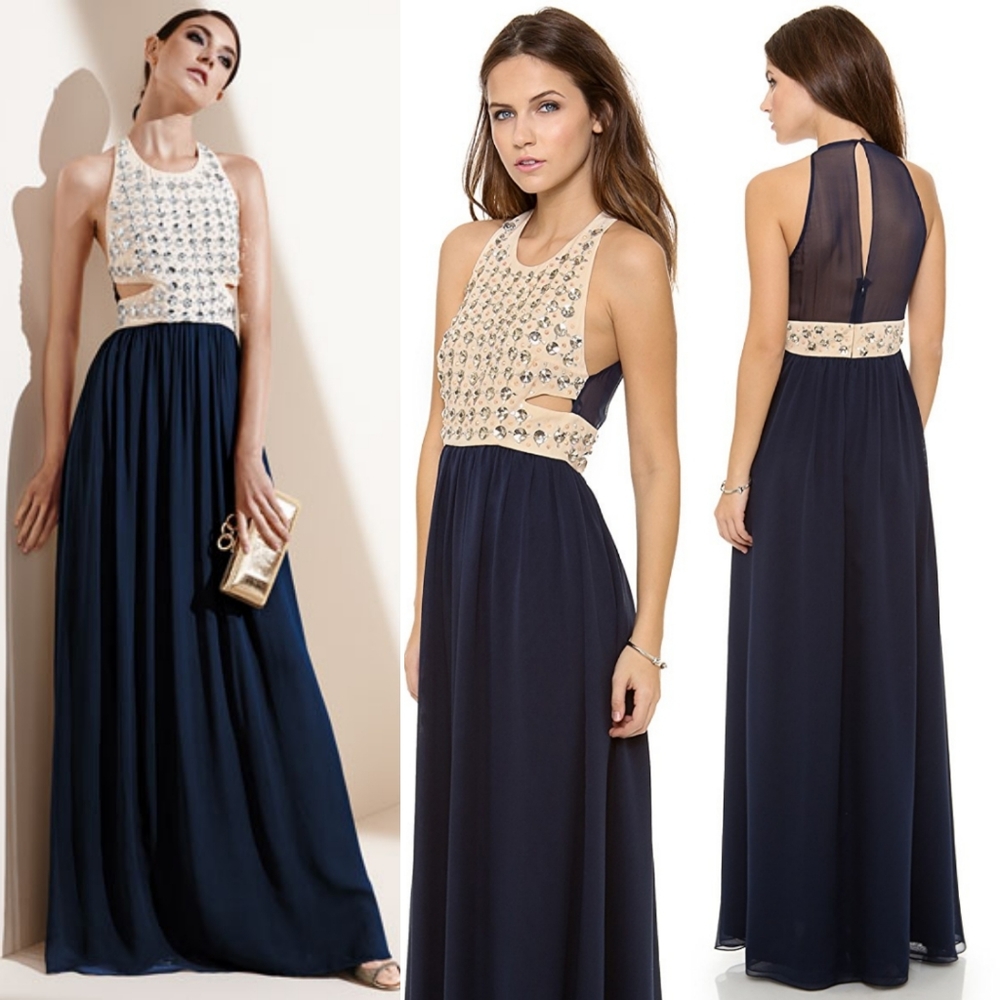 DVF Gidget Embellished Gown in Black/Ecru